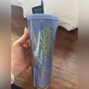 Glow in dark light purple/glittery design large Starbucks cup